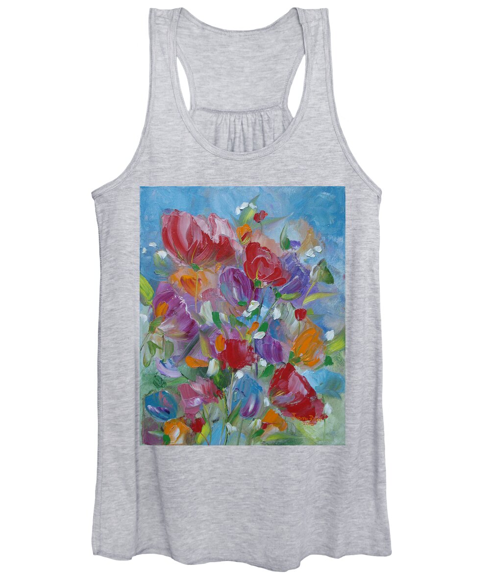 Tulips Women's Tank Top featuring the painting Tulip Symphony by Judith Rhue