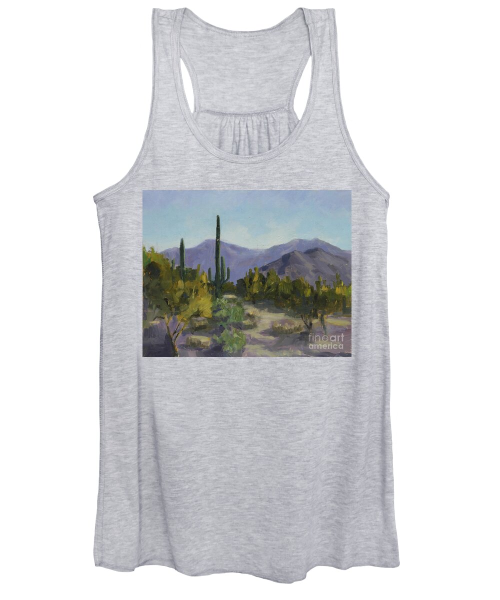 Saguaro Women's Tank Top featuring the painting The Serene Desert by Maria Hunt