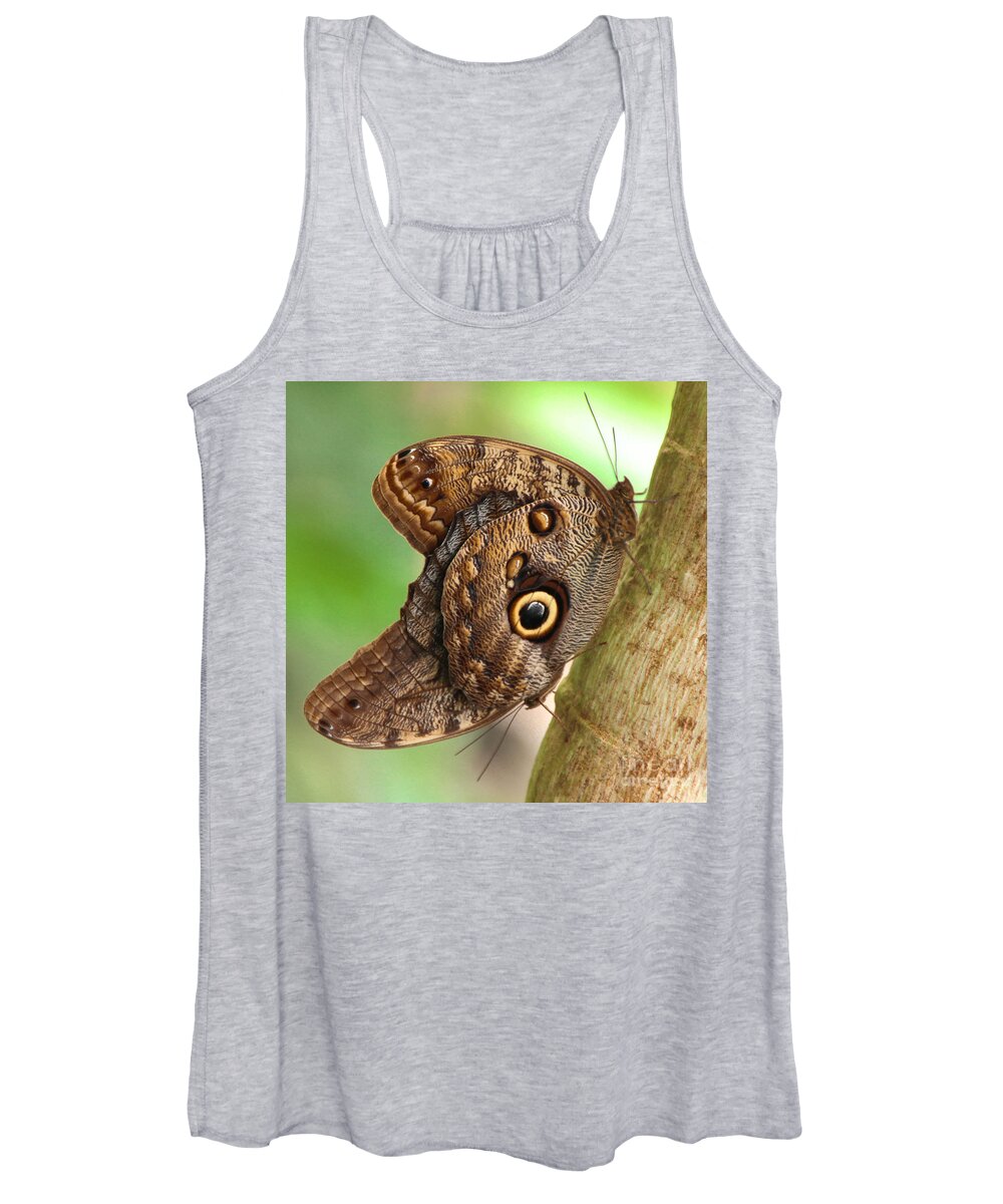 Caligo Women's Tank Top featuring the photograph Two Caligo Atreus Butterflies by Amanda Mohler