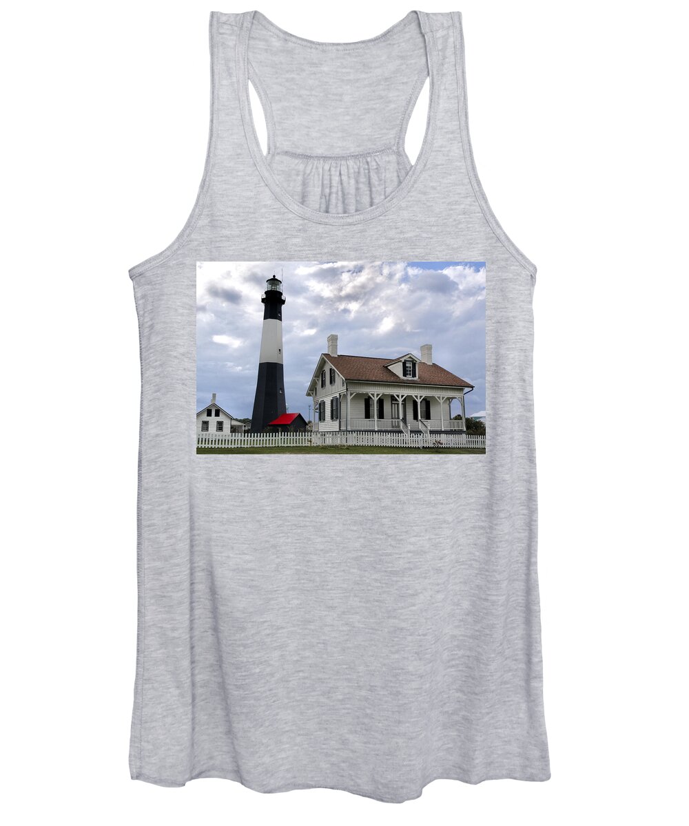 Savannah Women's Tank Top featuring the photograph Tybee Island Lighthouse by Diana Powell