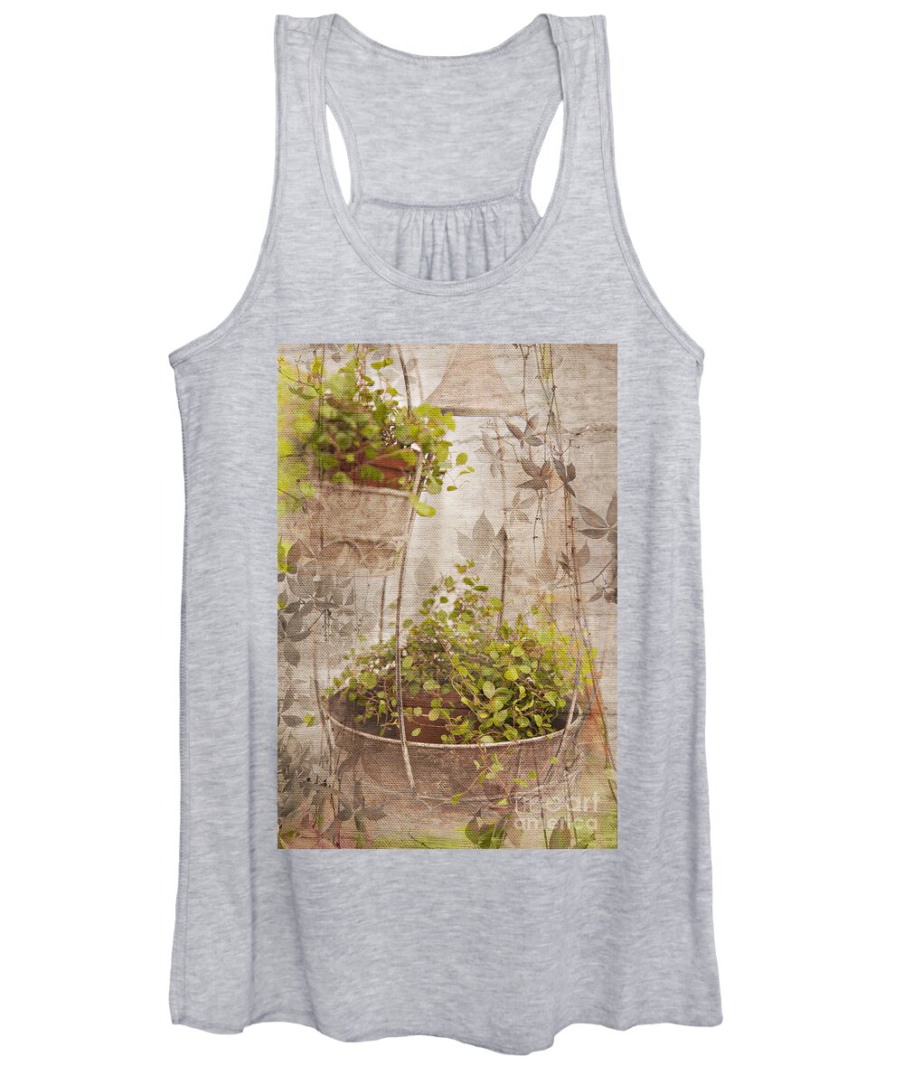 Abrasion Women's Tank Top featuring the digital art Vintage floral print by Sophie McAulay