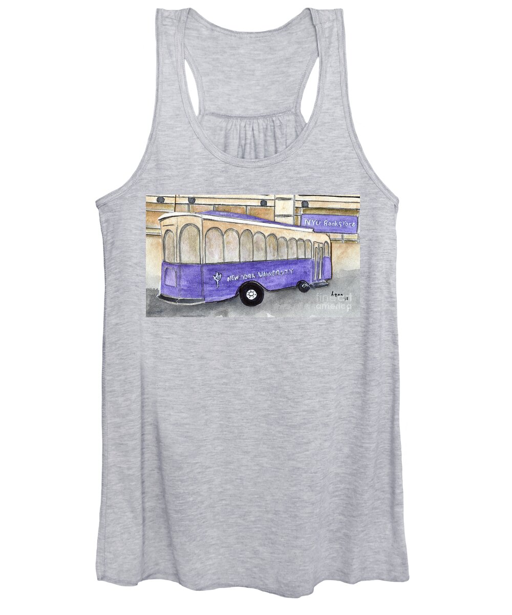 Nyu Trolley Women's Tank Top featuring the painting Vintage NYU Trolley by AFineLyne