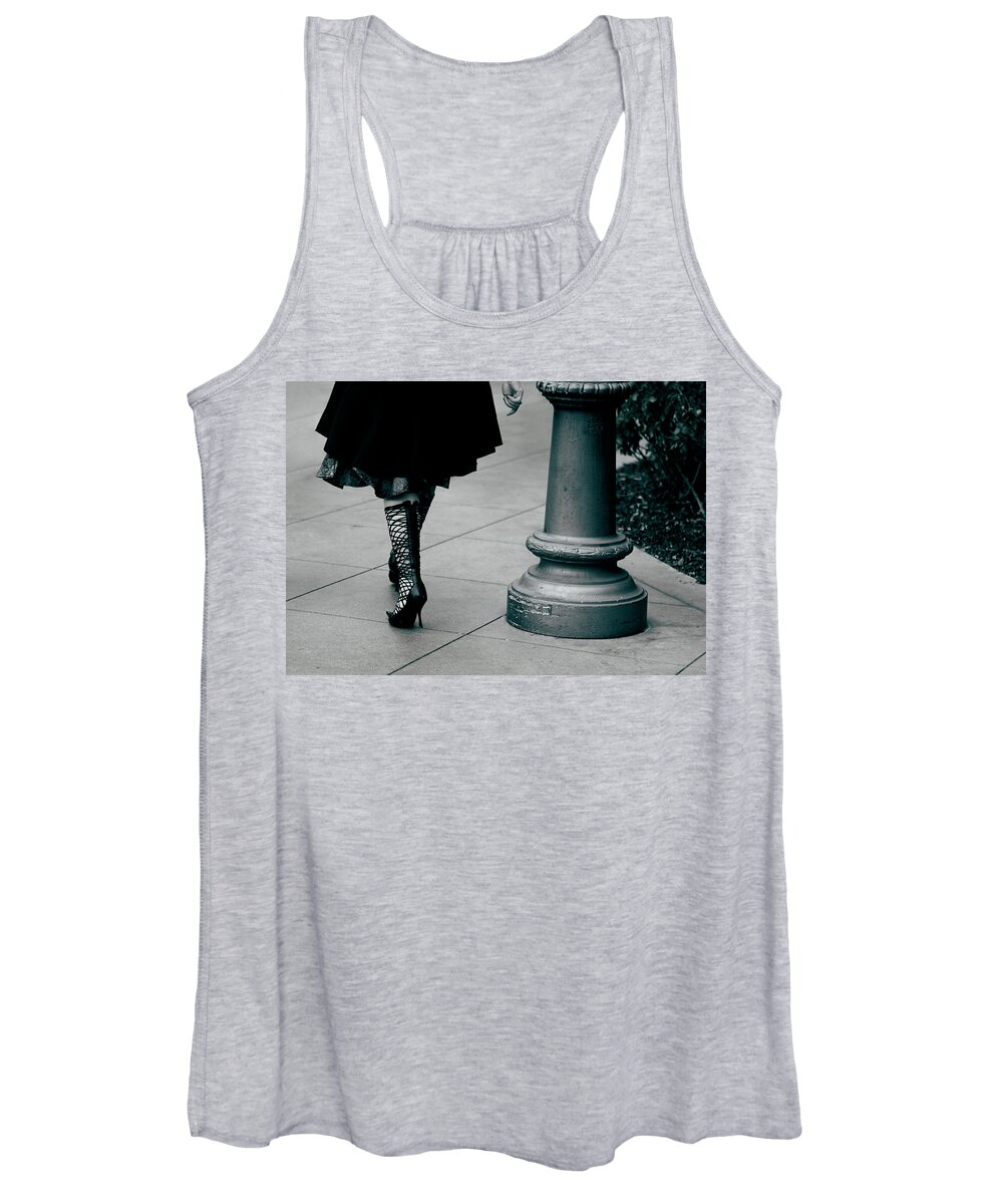 Black And White Women's Tank Top featuring the photograph Walk This Way by Lorraine Devon Wilke