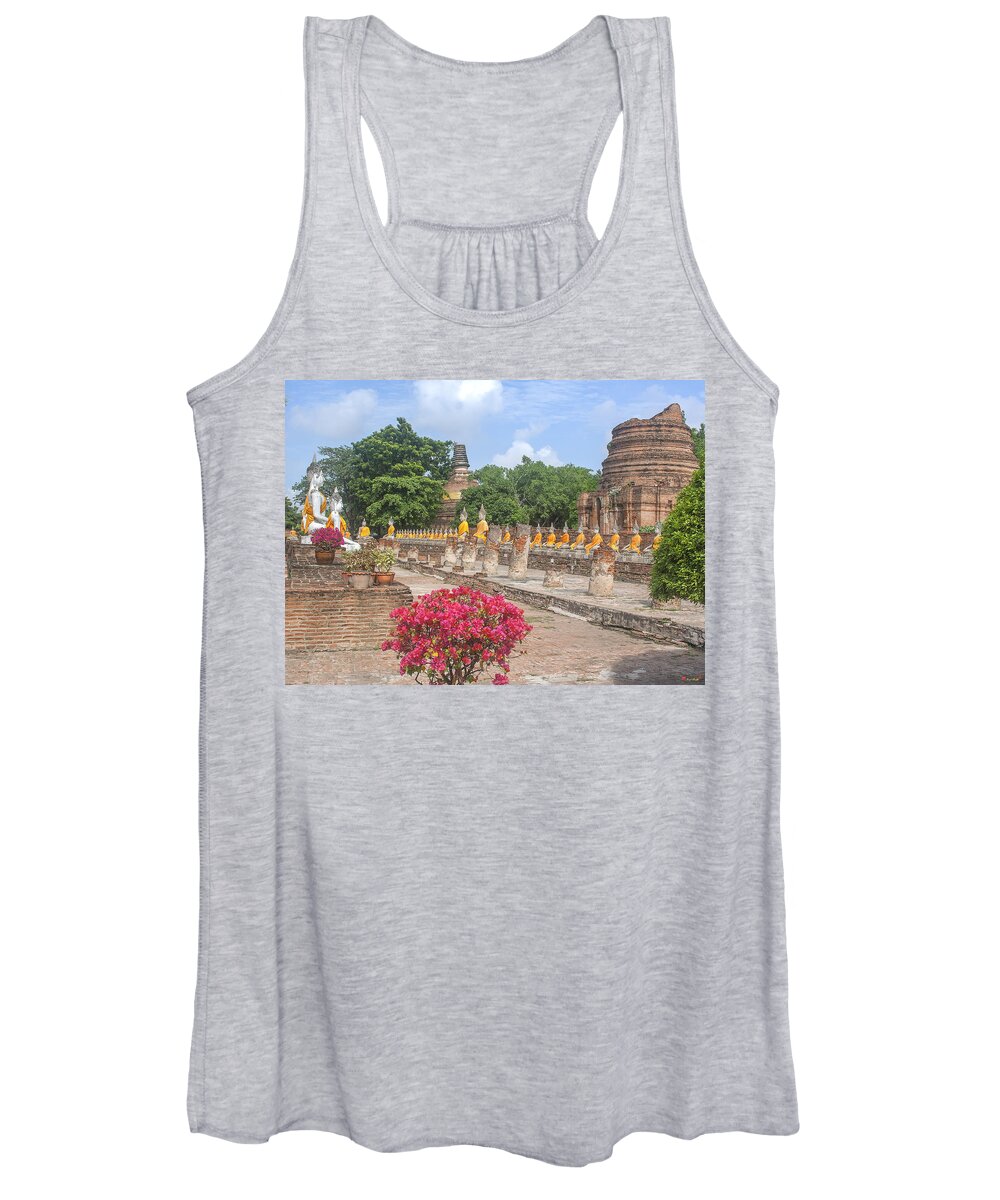 Scenic Women's Tank Top featuring the photograph Wat Phra Chao Phya-Thai Buddha Images and Ruined Chedi DTHA004 by Gerry Gantt