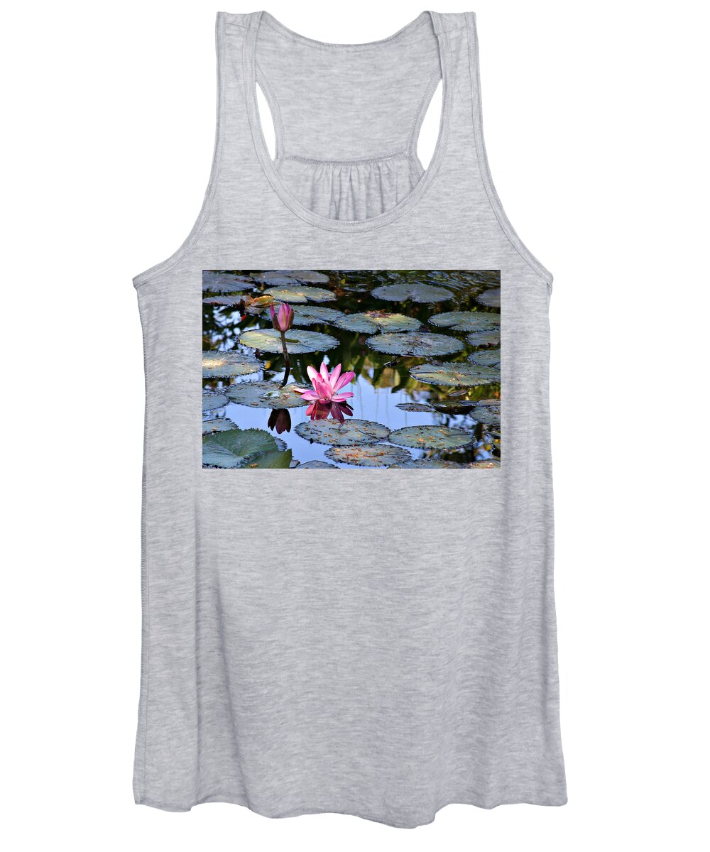 Landscape Women's Tank Top featuring the photograph Water Lilies by Matalyn Gardner