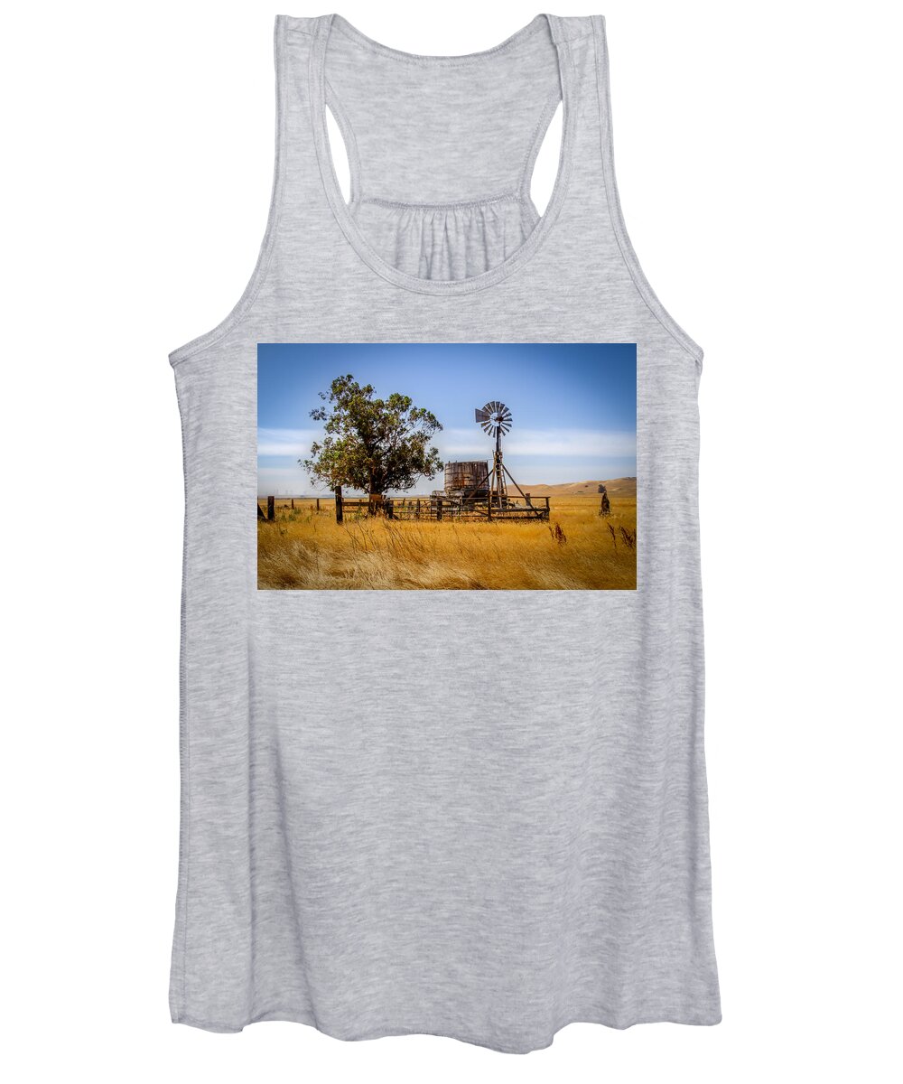 Old Building Women's Tank Top featuring the photograph Water Tower System by Bruce Bottomley