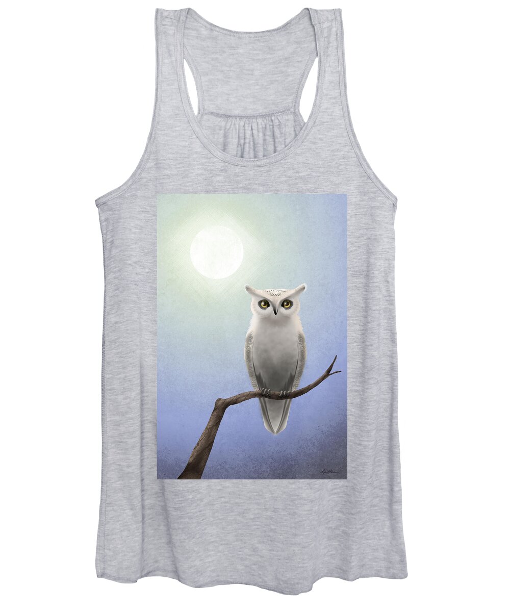 White Owl Women's Tank Top featuring the digital art White Owl by April Moen