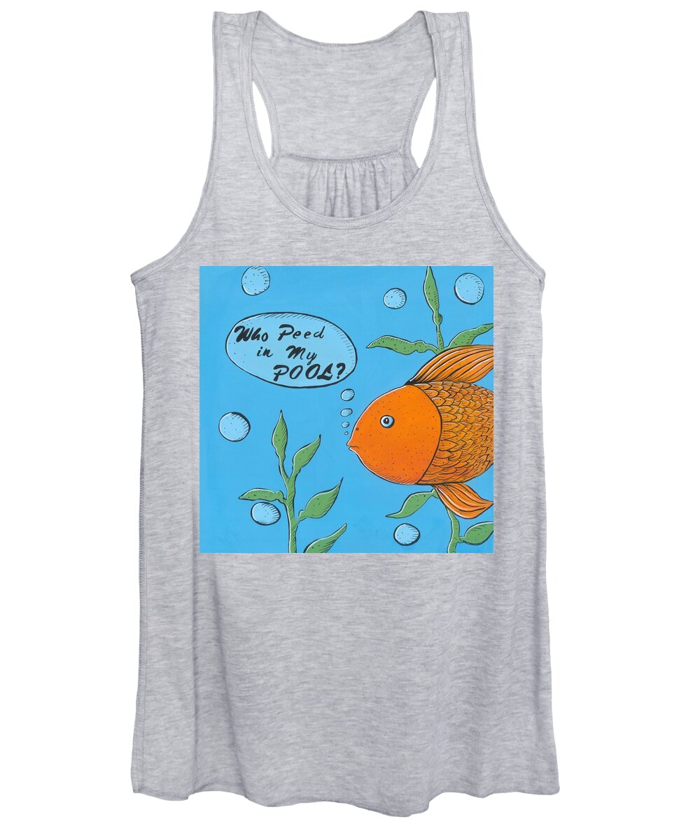 Orange Fish Women's Tank Top featuring the painting Who Peed In My Pool by Gerry High