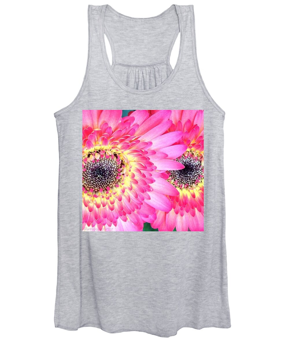 Beautiful Women's Tank Top featuring the photograph Whoo, Whoo Are You? Gerbera Daisies Or by Anna Porter