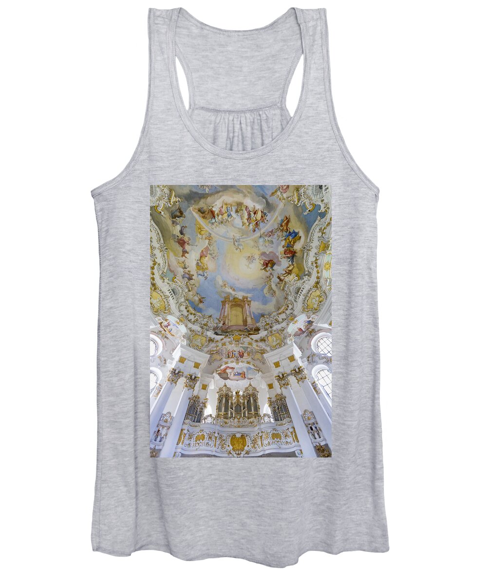 Organ And Ceiling Women's Tank Top featuring the photograph Wieskirche organ and ceiling by Jenny Setchell