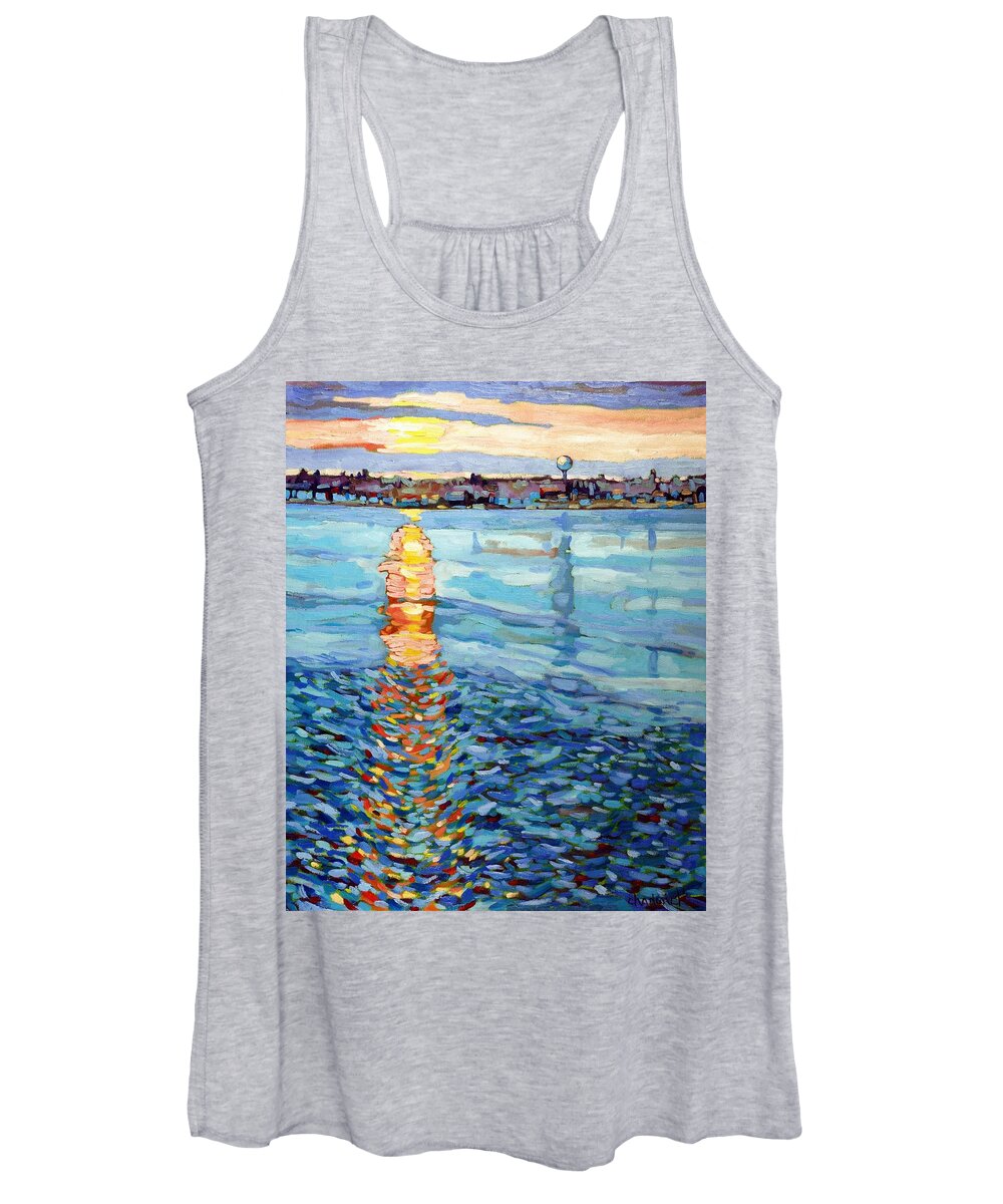 Water Women's Tank Top featuring the painting Winter Sunrise by Phil Chadwick