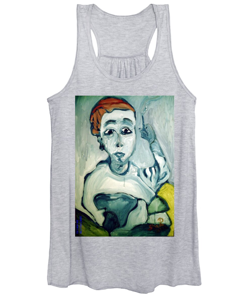 Woman Women's Tank Top featuring the painting Woman Smoking by Shea Holliman