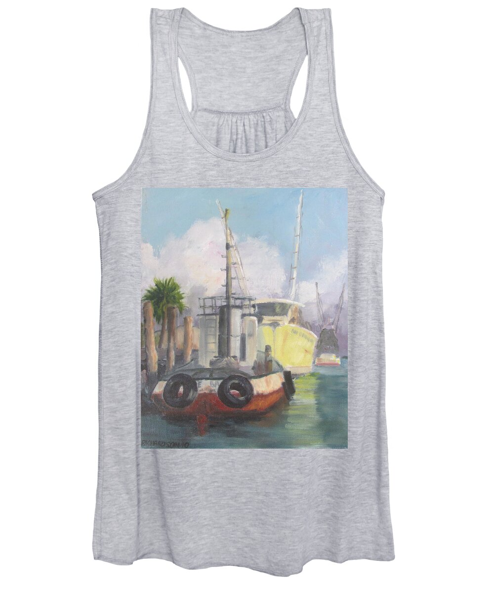 Tug Boat Women's Tank Top featuring the painting Working Waterfront by Susan Richardson