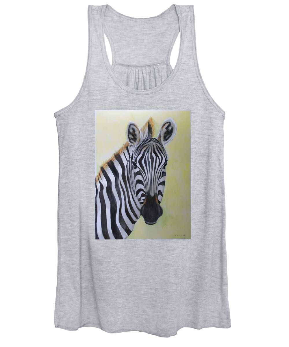 Zebra Women's Tank Top featuring the painting Yipes Stripes by Jill Ciccone Pike