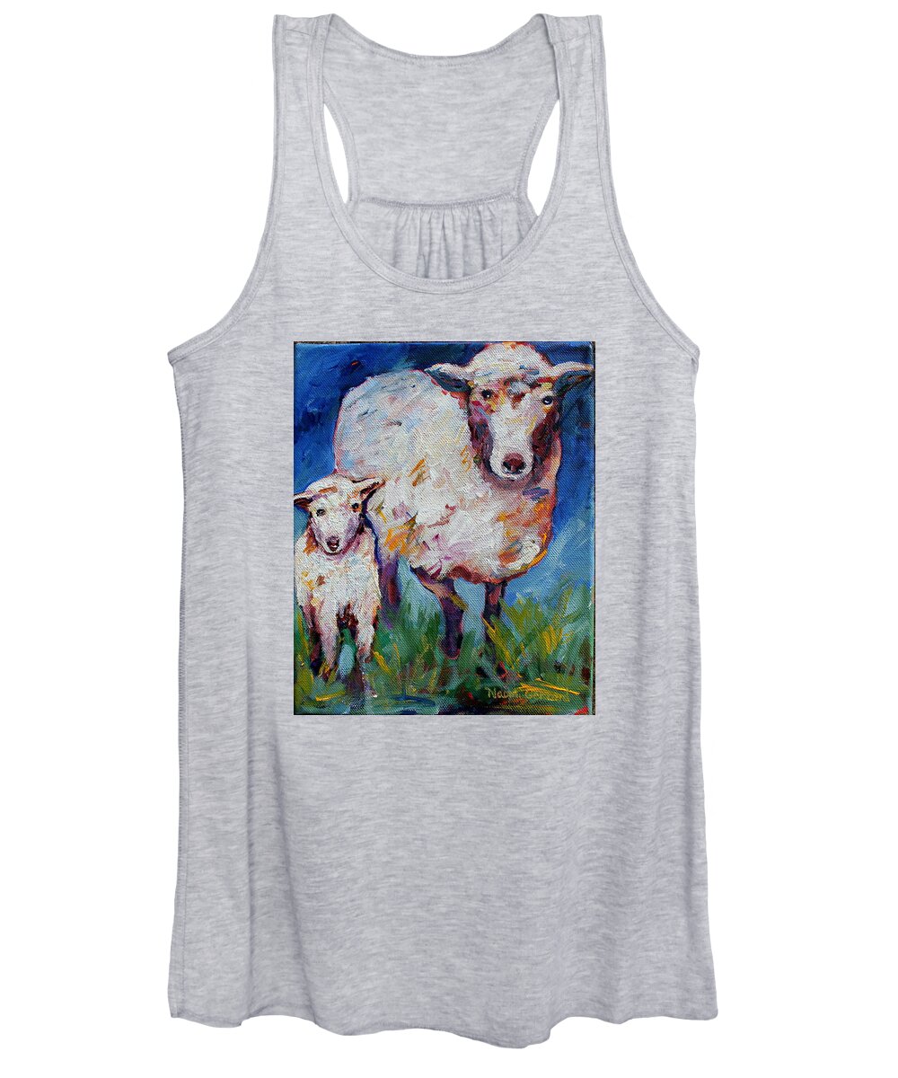 Sheep Women's Tank Top featuring the painting Warm Summer Days by Naomi Gerrard