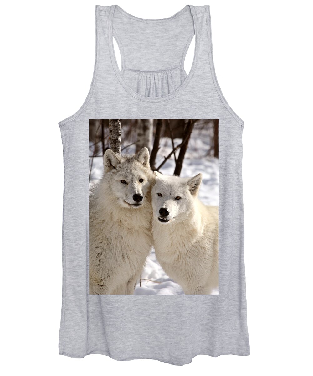 Arctic Wolf Women's Tank Top featuring the photograph Arctic Wolves close together in winter by Mark Duffy