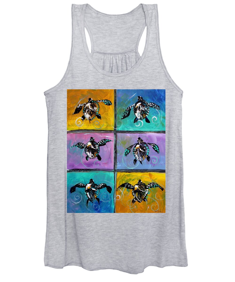 Sea Turtles Women's Tank Top featuring the painting Baby Sea Turtles Six by J Vincent Scarpace