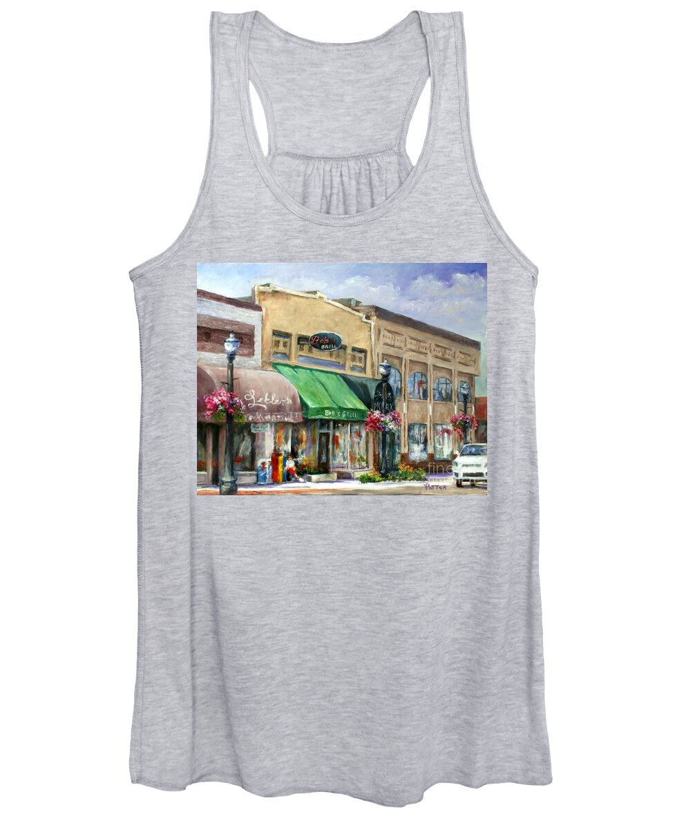City Women's Tank Top featuring the painting Bob's Grill by Virginia Potter