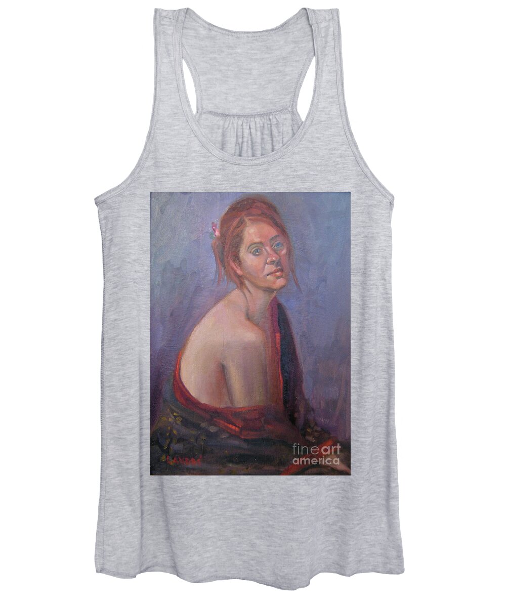 Figure Art Women's Tank Top featuring the painting Calm Contentment by Lilibeth Andre