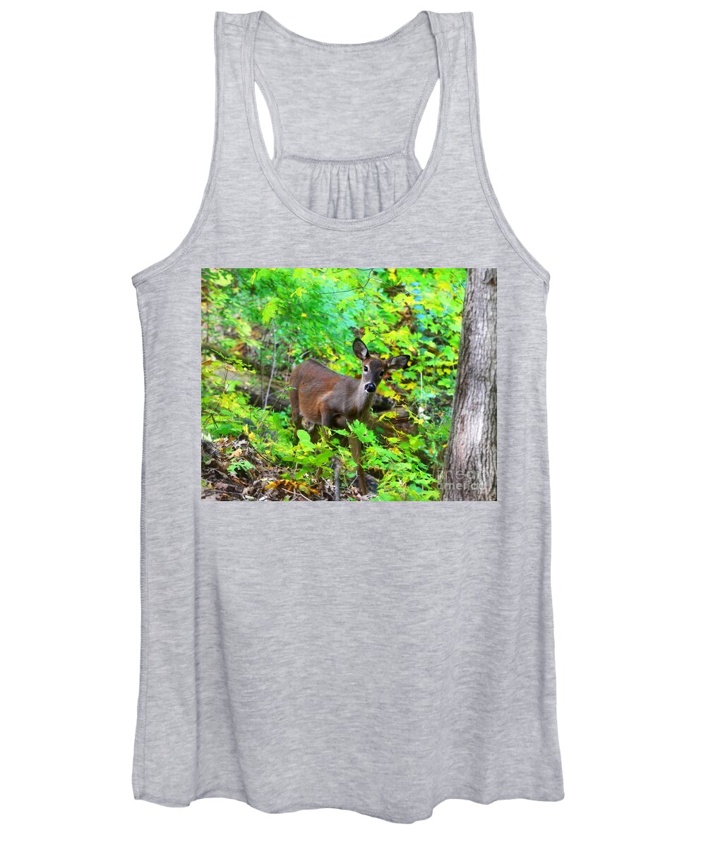Landscape Women's Tank Top featuring the photograph Can I help You My Deer by Peggy Franz