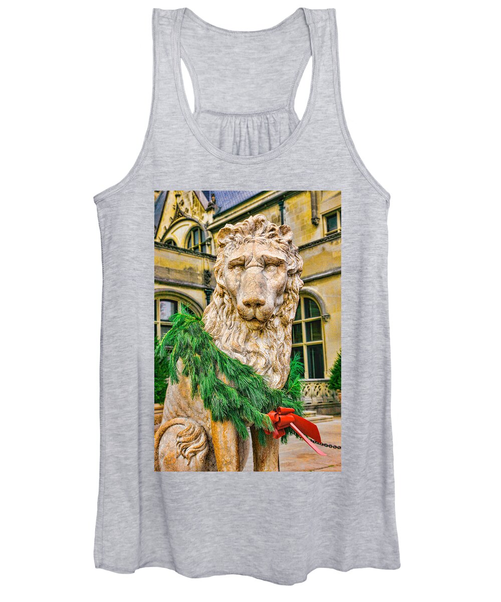 Lion Women's Tank Top featuring the photograph Christmas Lion at Biltmore by William Jobes