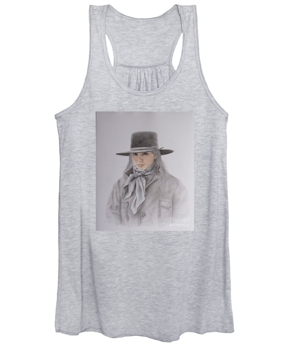 Cowgirl Women's Tank Top featuring the painting Cowgirl in Hat by Phyllis Howard