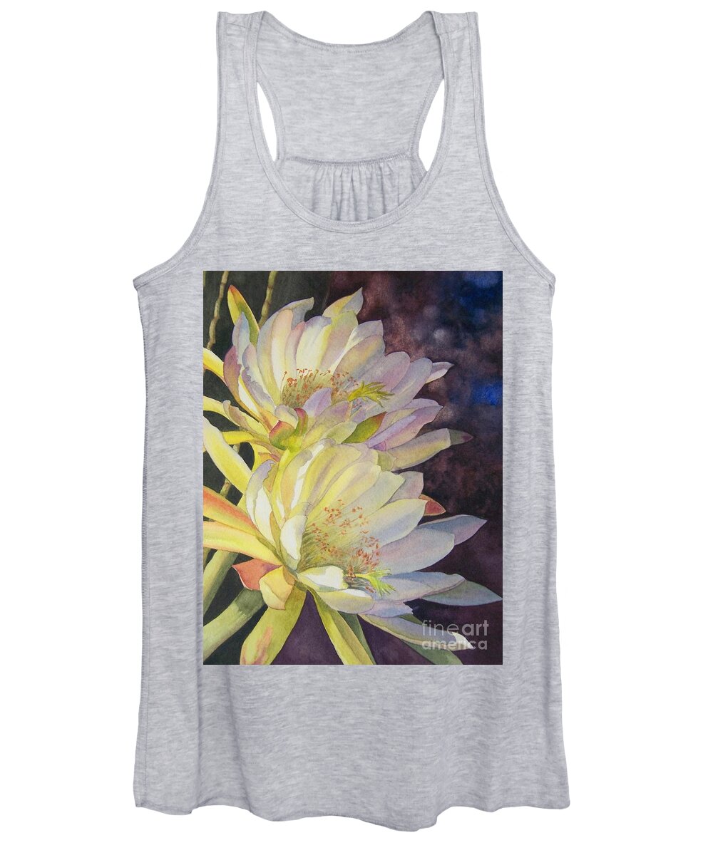 Flower Women's Tank Top featuring the painting Cynthia's Cactus by Jan Lawnikanis