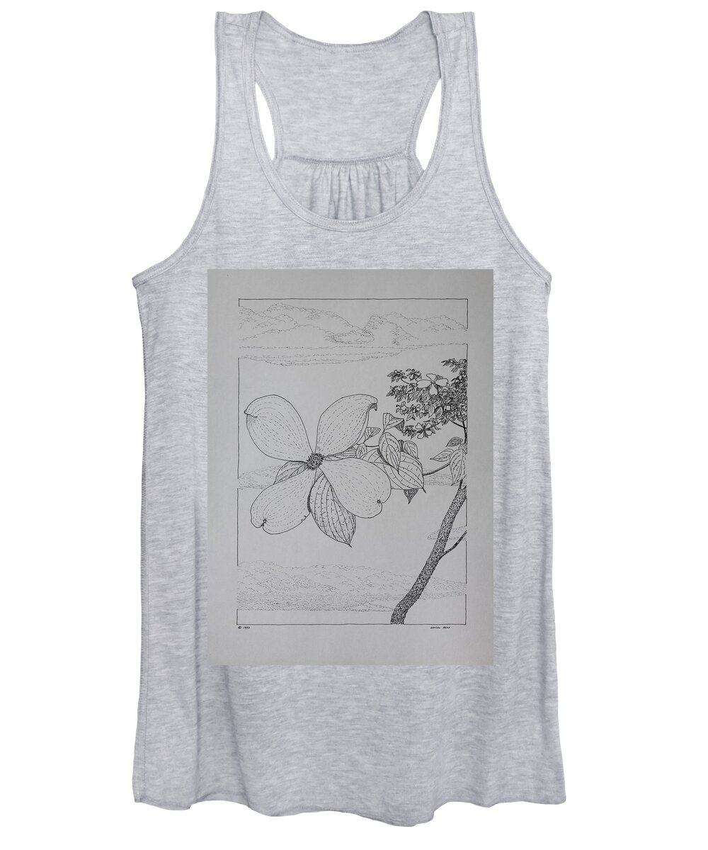 Dogwood Women's Tank Top featuring the drawing Dogwood by Daniel Reed