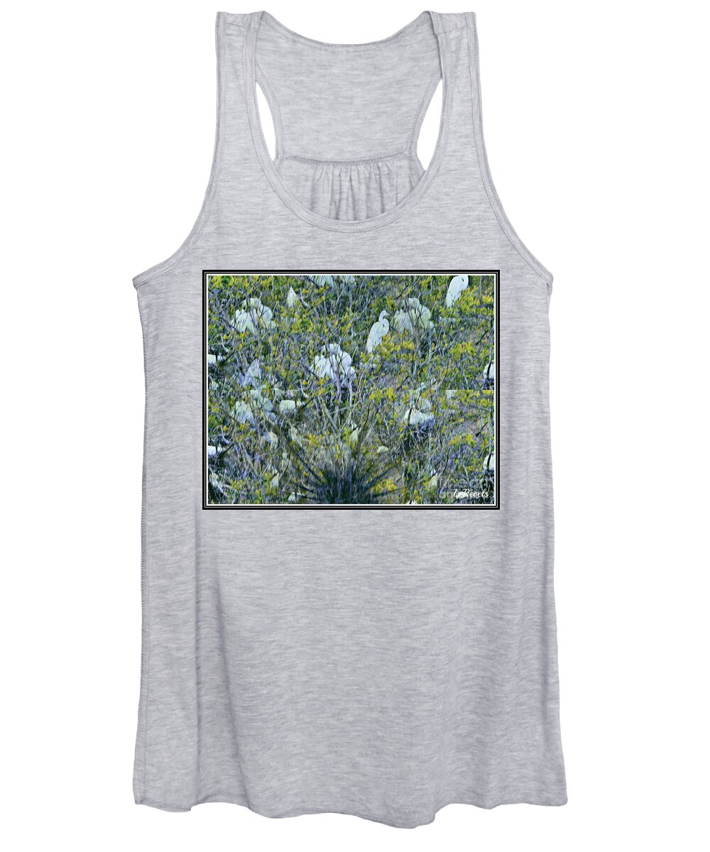 Egret Women's Tank Top featuring the photograph Egrets at Roost by Leslie Revels