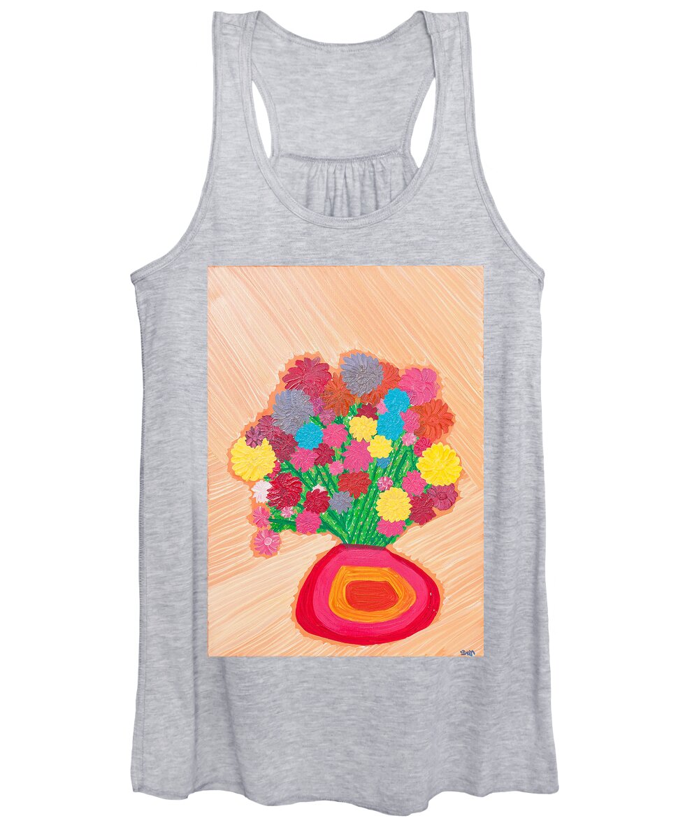 Flowers Women's Tank Top featuring the painting Flowers vase by Hagit Dayan