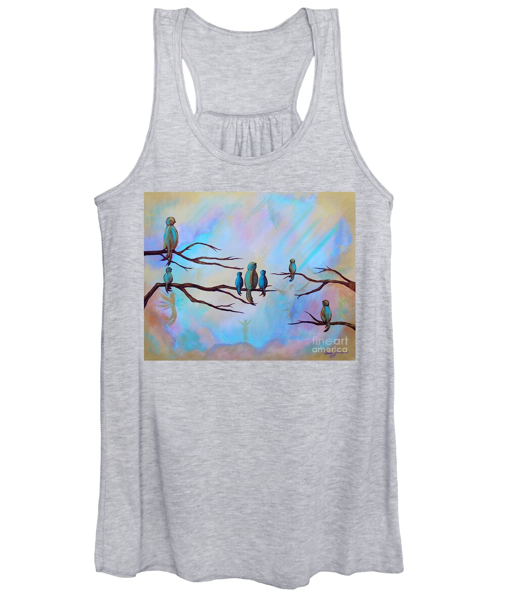 Birds Women's Tank Top featuring the painting Guardian Angels by Stacey Zimmerman