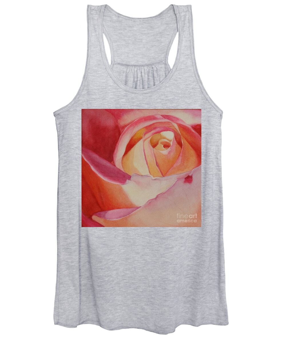 Flowers Women's Tank Top featuring the painting Heart of a Rose 3 by Jan Lawnikanis