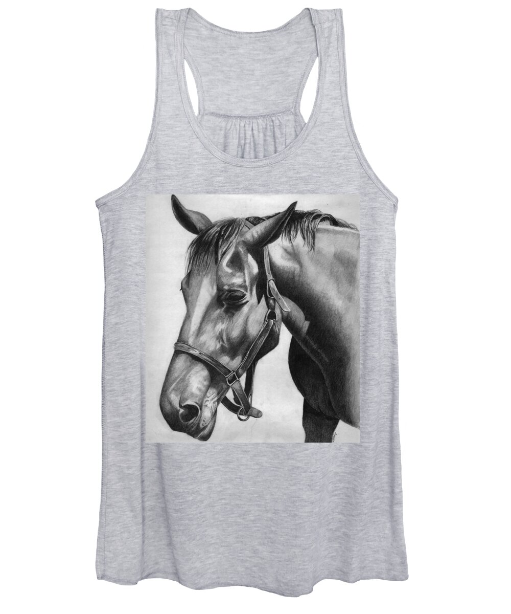 Horse Women's Tank Top featuring the drawing Horse by Vic Ritchey
