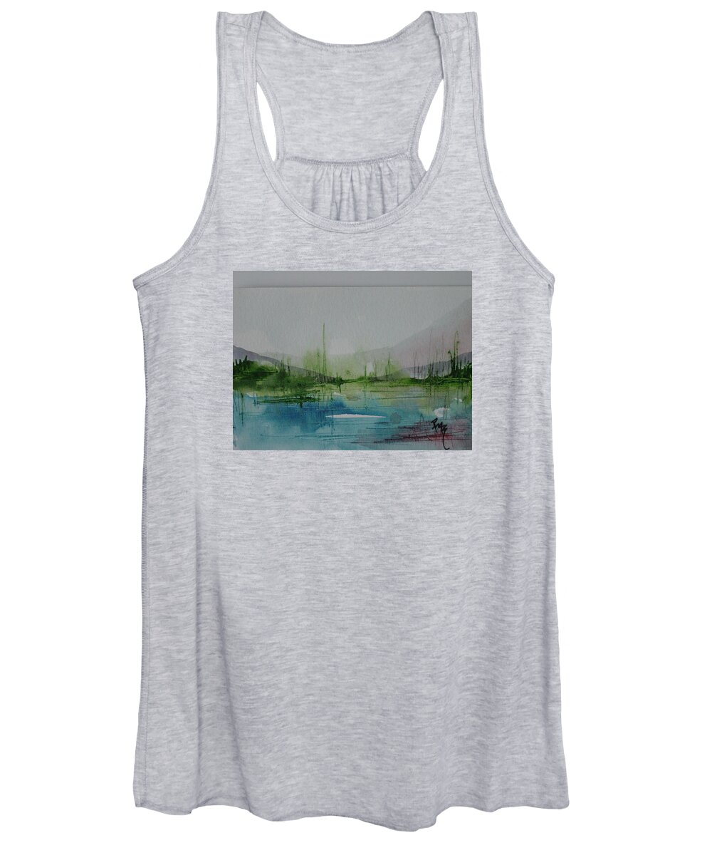 Landscape Women's Tank Top featuring the painting Lake Study 3 by Robin Miller-Bookhout