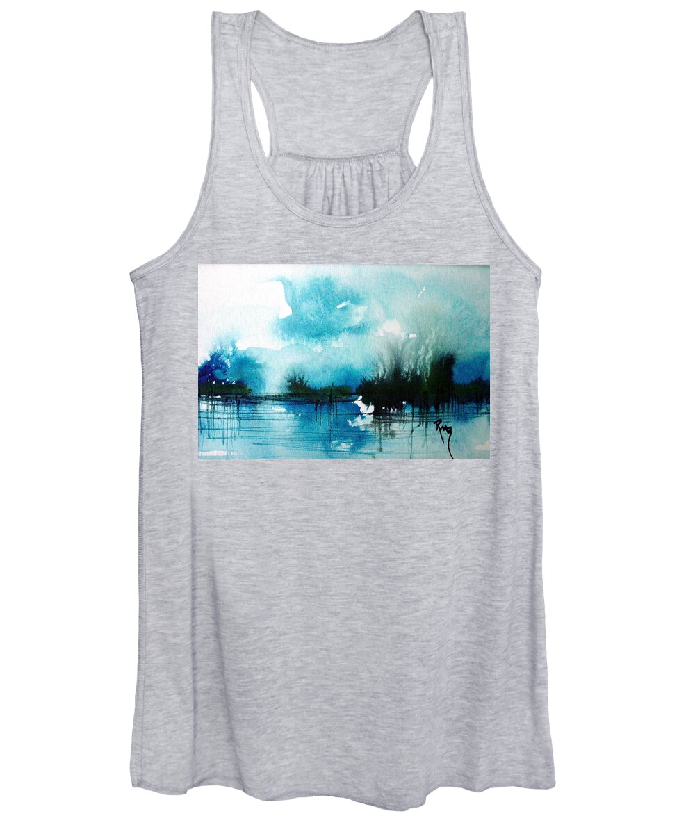 Watercolor Women's Tank Top featuring the painting Lake Study7 by Robin Miller-Bookhout