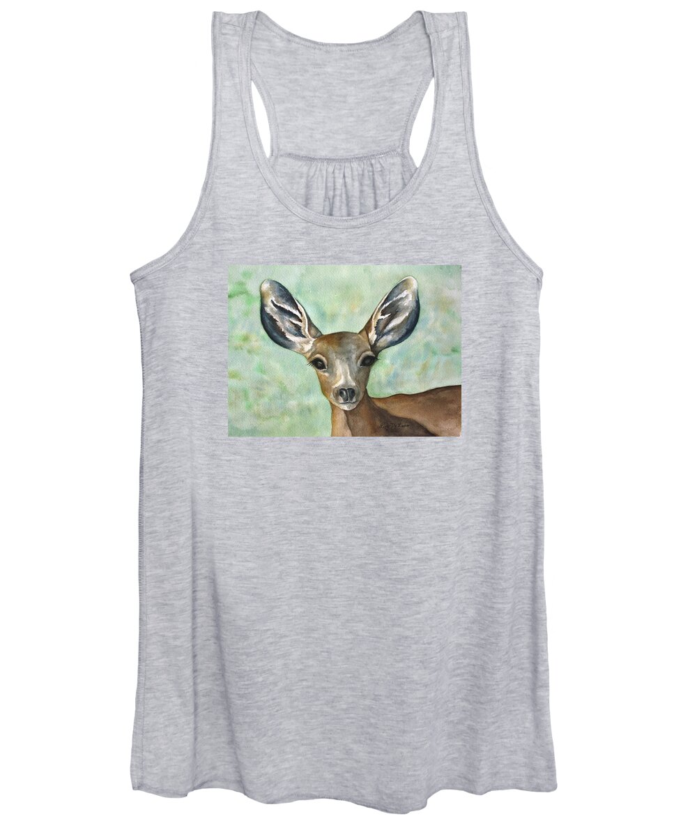 Deer Women's Tank Top featuring the painting Little Fawn by Lyn DeLano