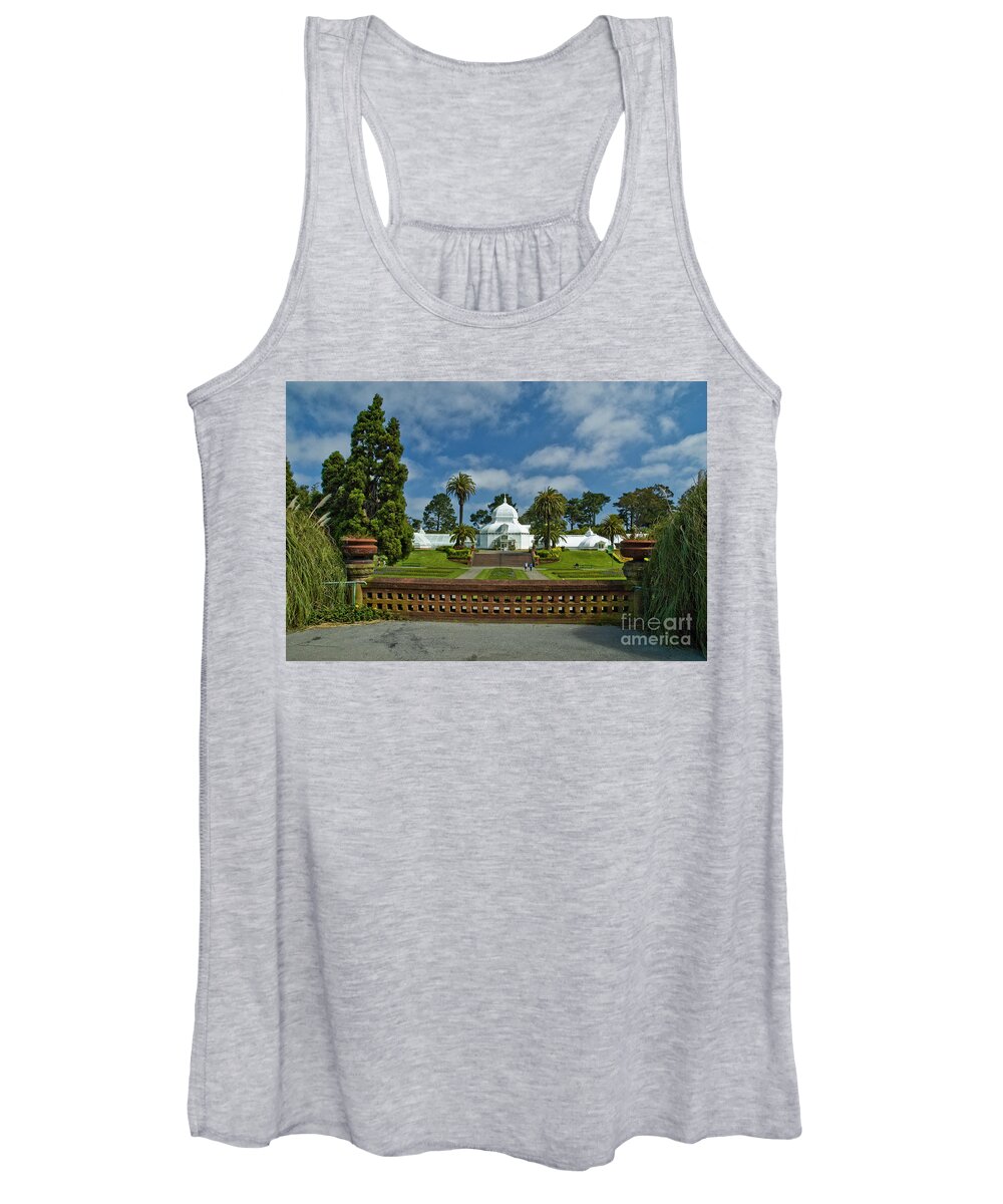 Golden Gate Park Women's Tank Top featuring the photograph Planters and Conservatory by Tim Mulina