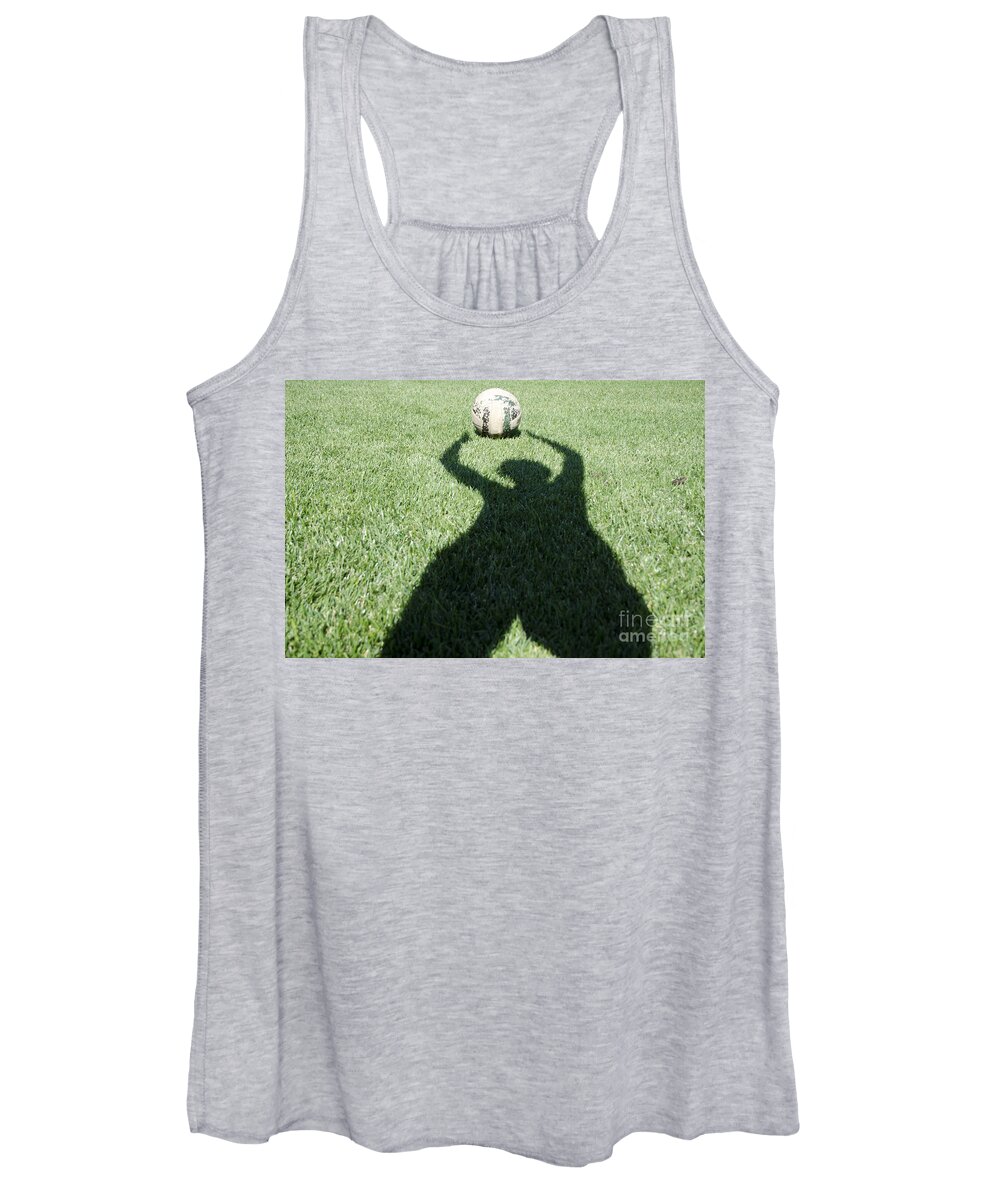 Football Women's Tank Top featuring the photograph Shadow playing football by Mats Silvan