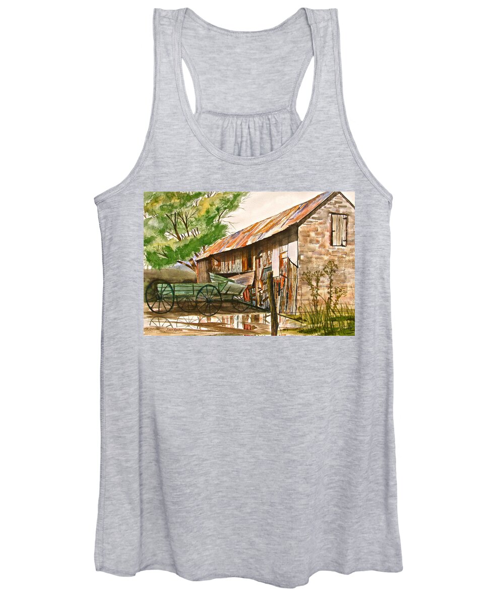 Barn Women's Tank Top featuring the painting Summer Shower by Frank SantAgata