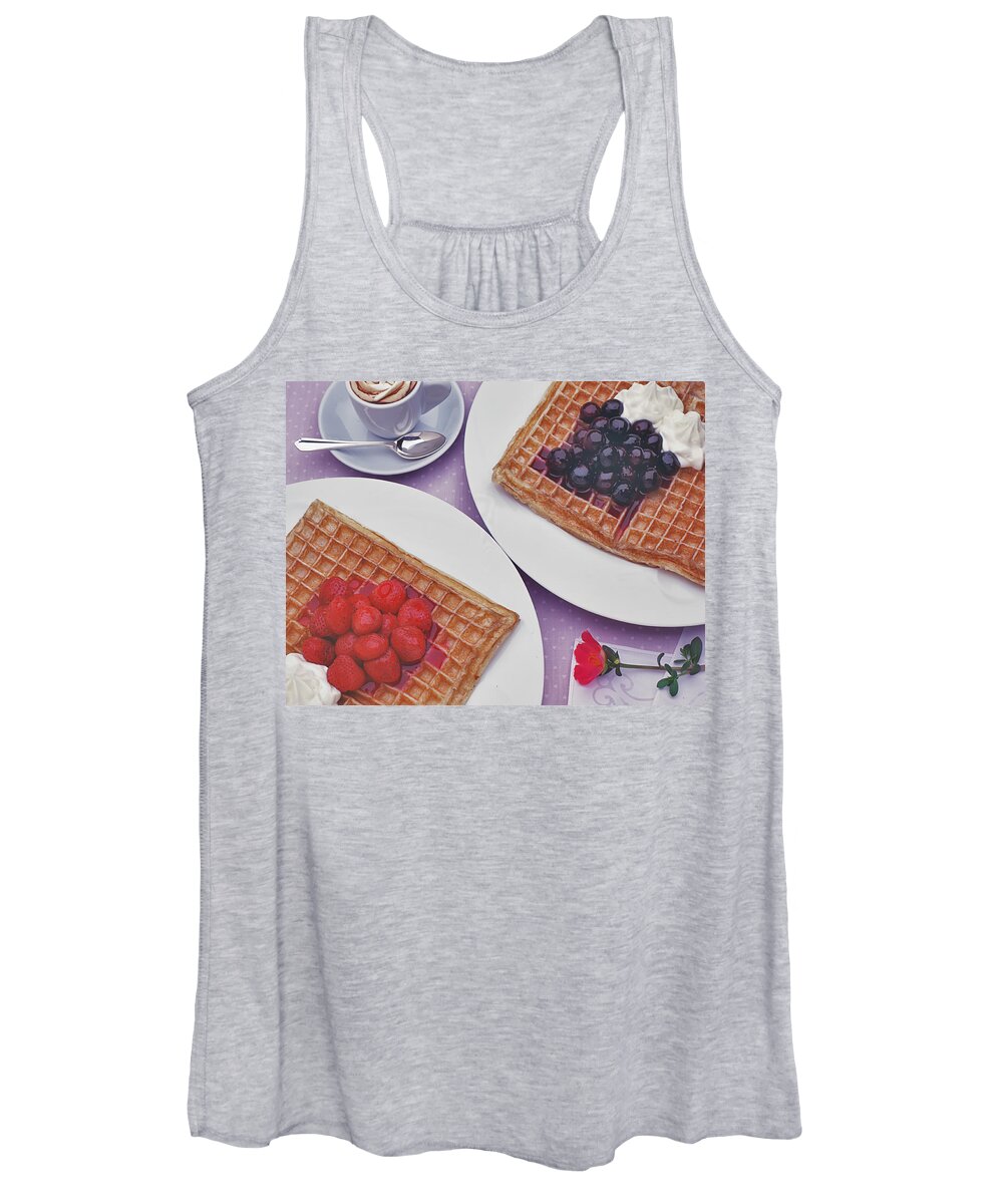 Waffles Women's Tank Top featuring the photograph Waffles and summer berries by Frank Lee