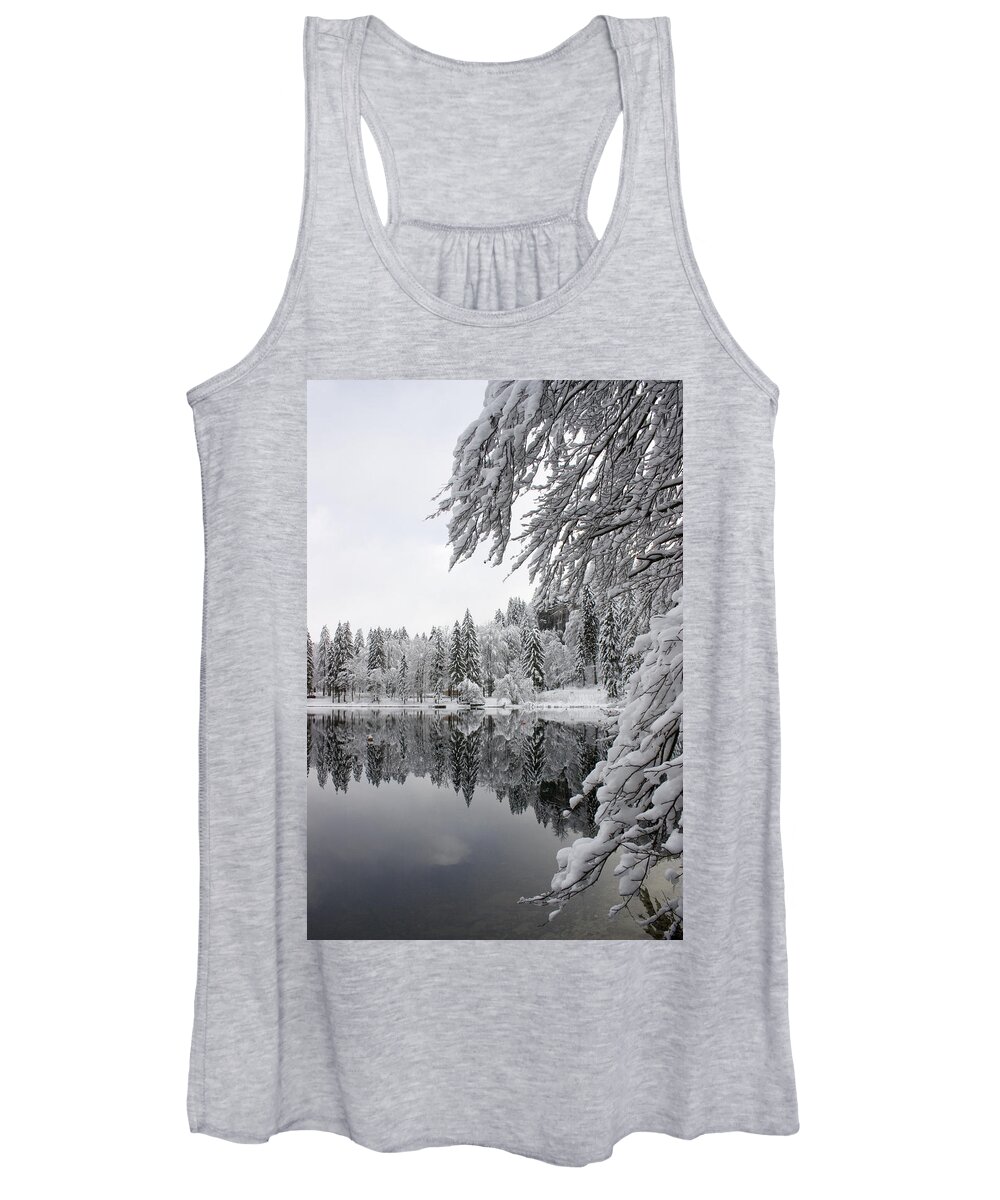 Reflections Women's Tank Top featuring the photograph Wintery reflections by Ian Middleton