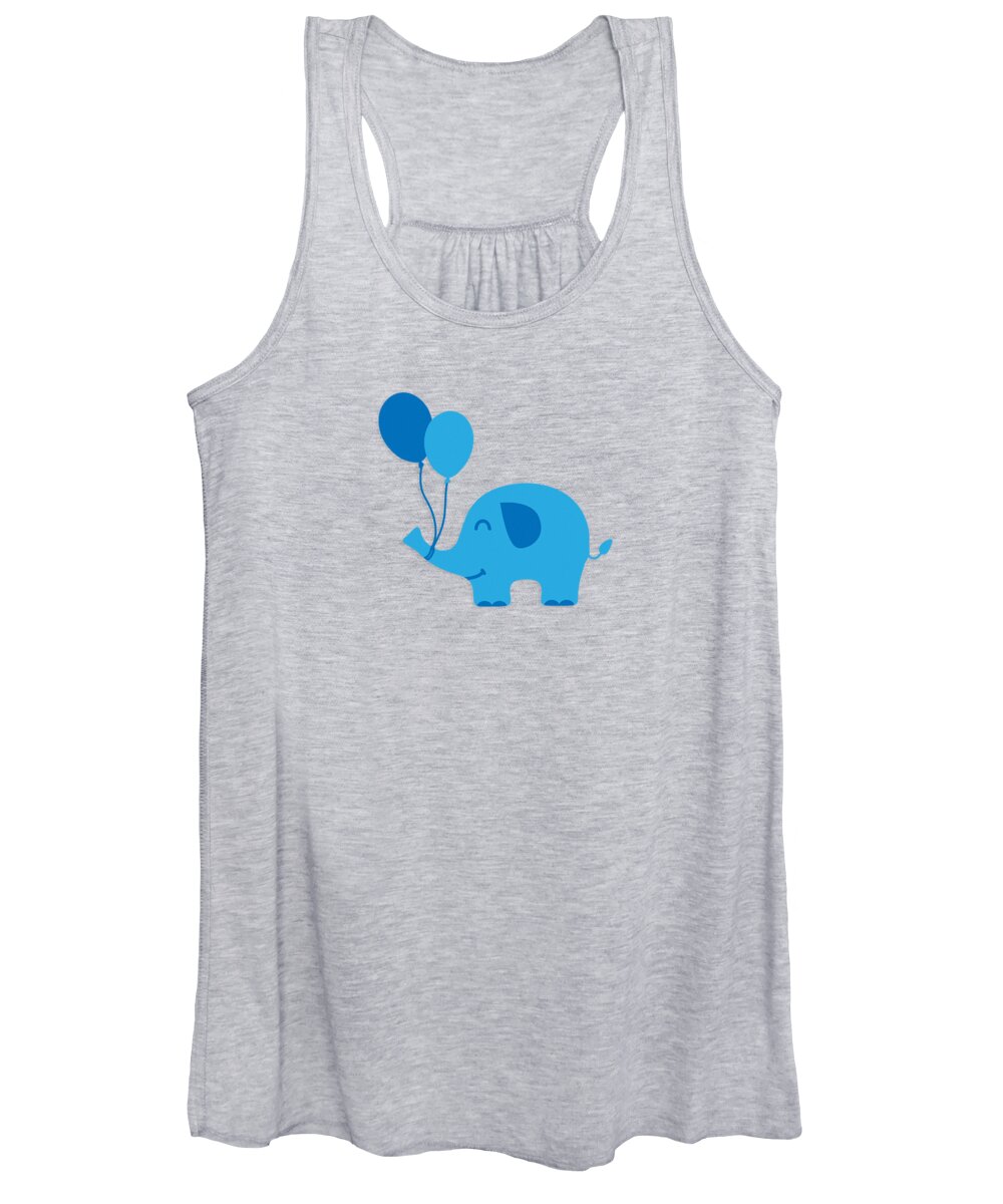 Baby Women's Tank Top featuring the digital art Sweet Funny Baby Elephant with Balloons by Philipp Rietz