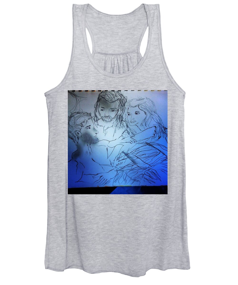 Creation Women's Tank Top featuring the drawing Adam andEve The Creation Story #1 by Love Art Wonders By God