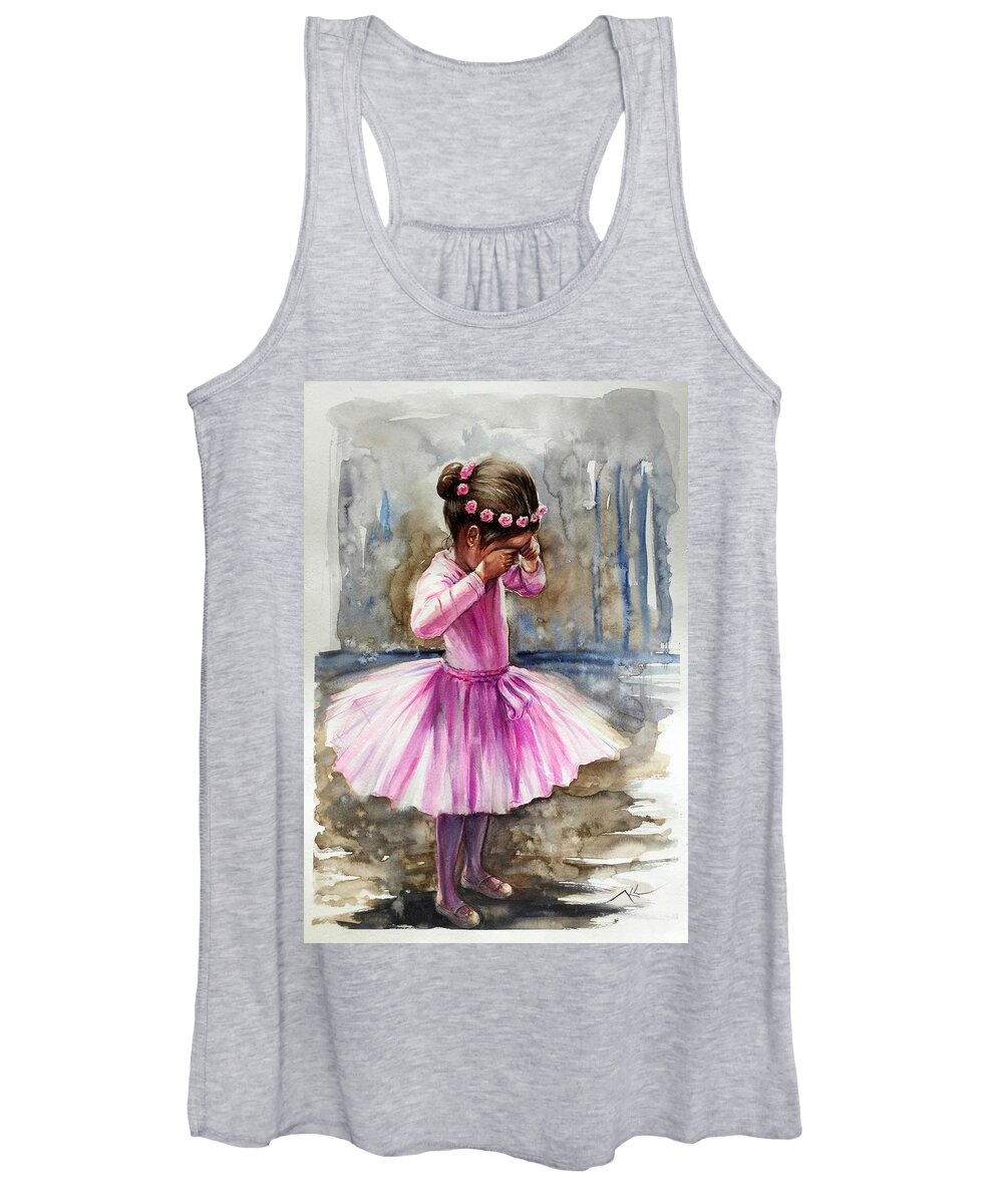 A Girl Women's Tank Top featuring the painting After the rehearsal #1 by Katerina Kovatcheva