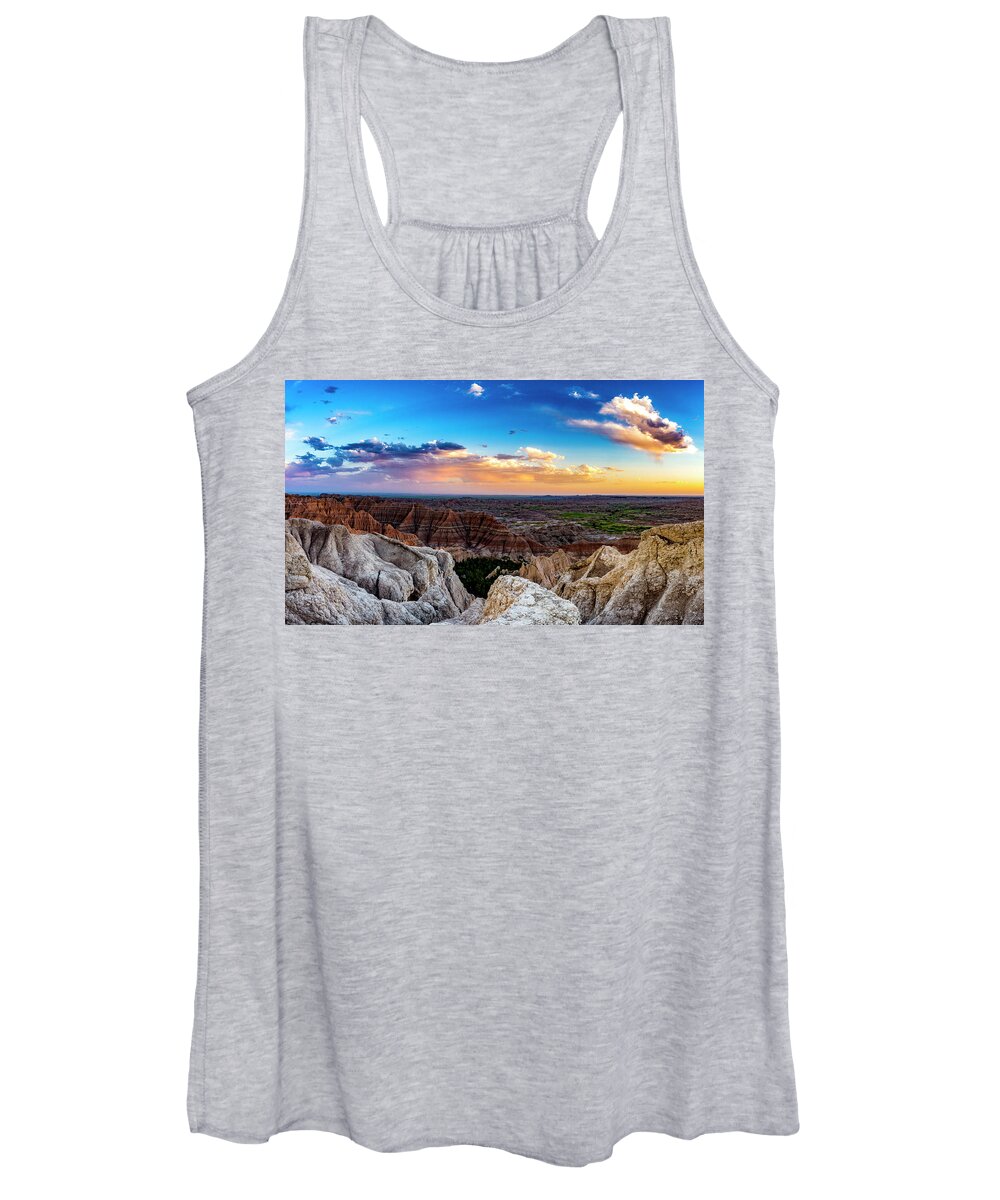 Badlands National Park Women's Tank Top featuring the photograph Badlands NP Pinnacles Overlook 3 #1 by Donald Pash