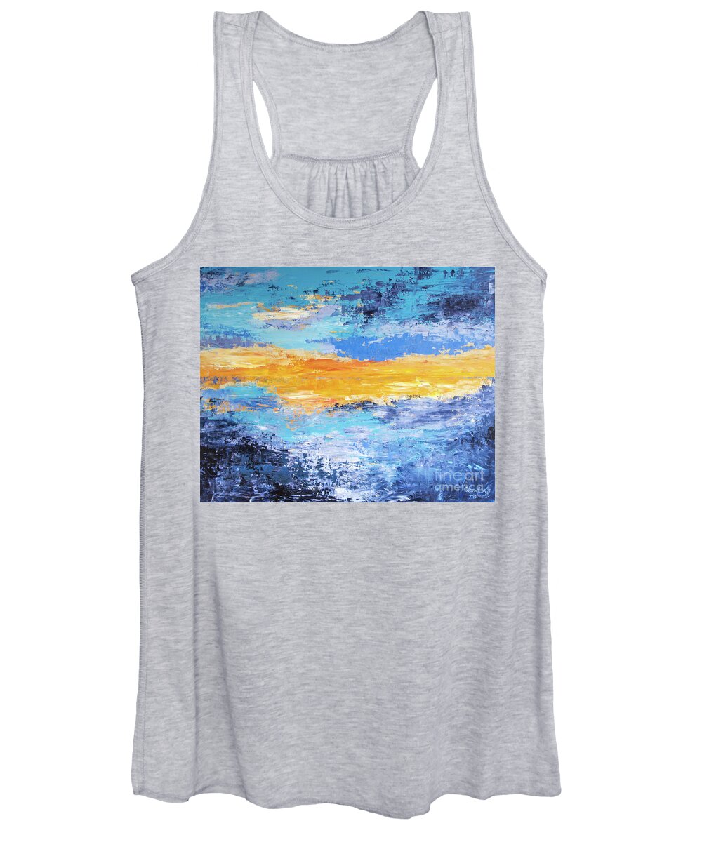 Sunset Women's Tank Top featuring the painting Blue Sunset #2 by Cheryl McClure