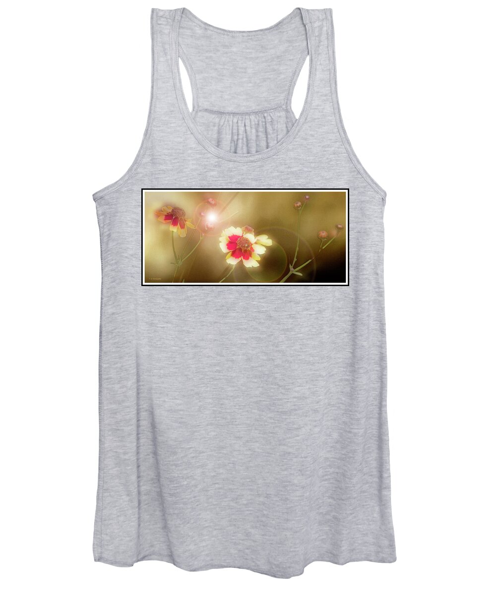 Coreopsis Women's Tank Top featuring the digital art Coreopsis Flowers and Buds #1 by A Macarthur Gurmankin
