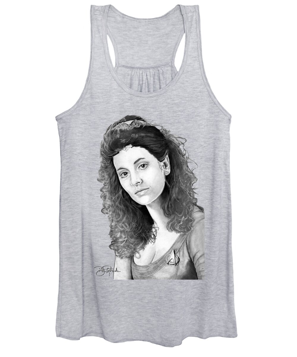 Counselor Women's Tank Top featuring the drawing Counselor Deanna Troi #2 by Bill Richards