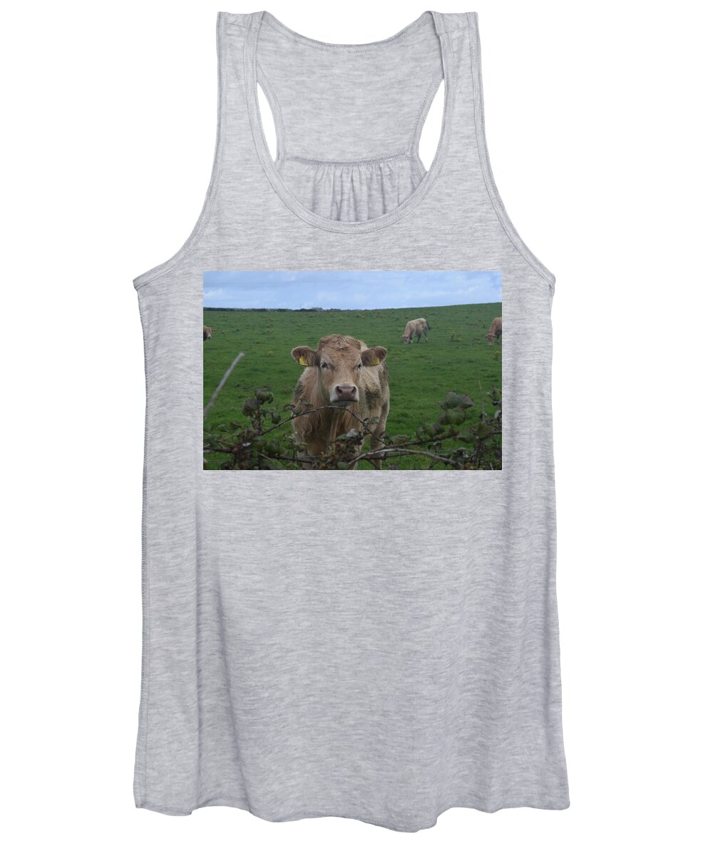 Ireland Women's Tank Top featuring the photograph Doolin Cow #1 by Curtis Krusie
