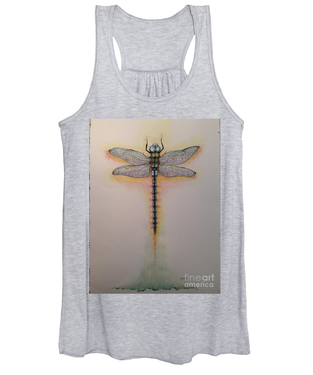 Dragonfly Women's Tank Top featuring the painting Drag On Fly by M J Venrick